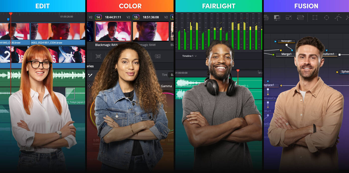 Les pages principales de DaVinci Resolve