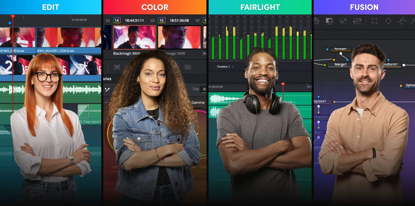 Les pages principales de DaVinci Resolve