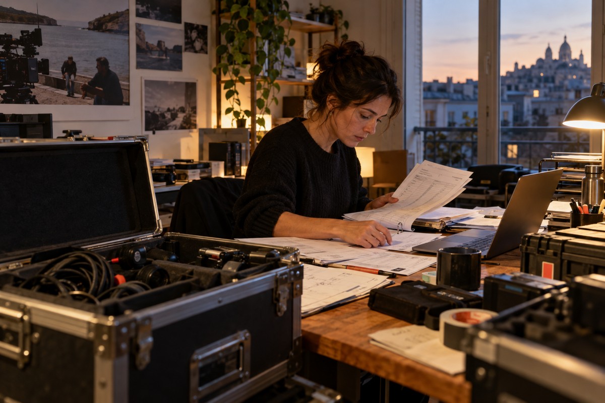 Relecture de documents de production sur un bureau.