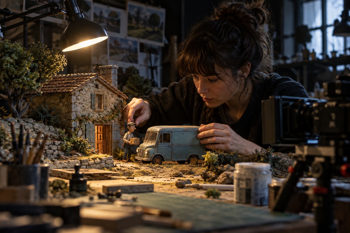 Construction d’une maquette et préparation de son décor miniature.