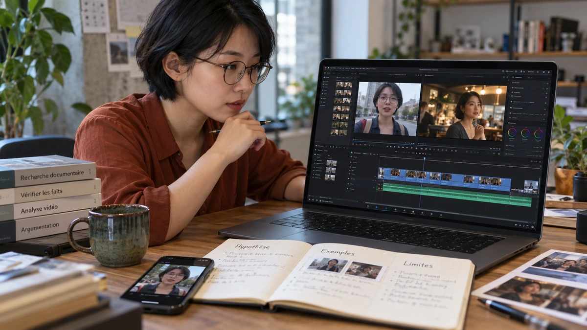 Une créatrice organise les arguments d’un essai sur les images au smartphone