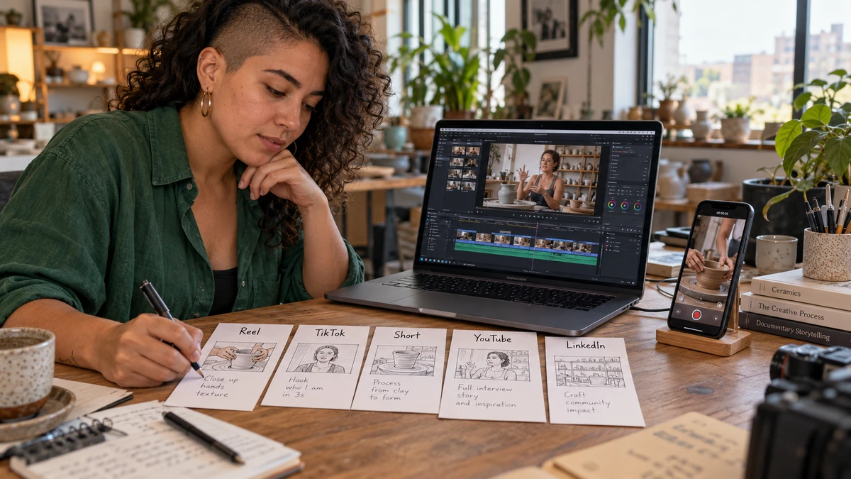 Une créatrice prépare plusieurs versions d’une même vidéo.