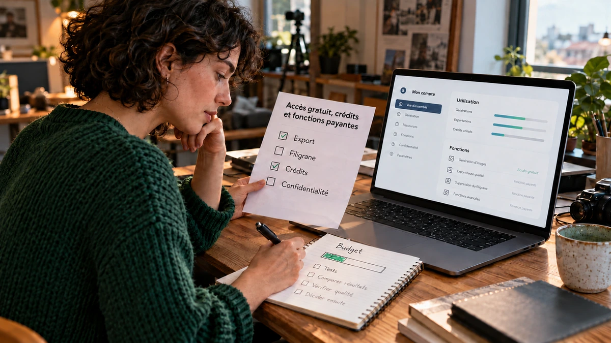Un créateur compare des conditions d’accès et ses besoins sur une fiche.