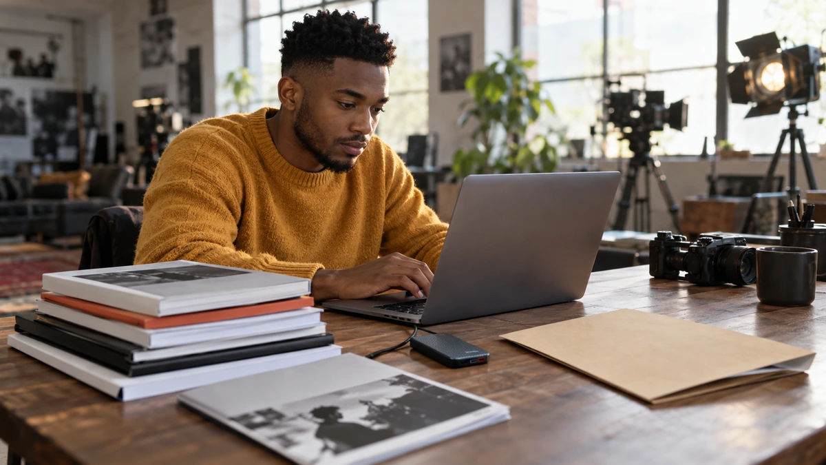 Un professionnel rassemble et classe des documents sur ordinateur.