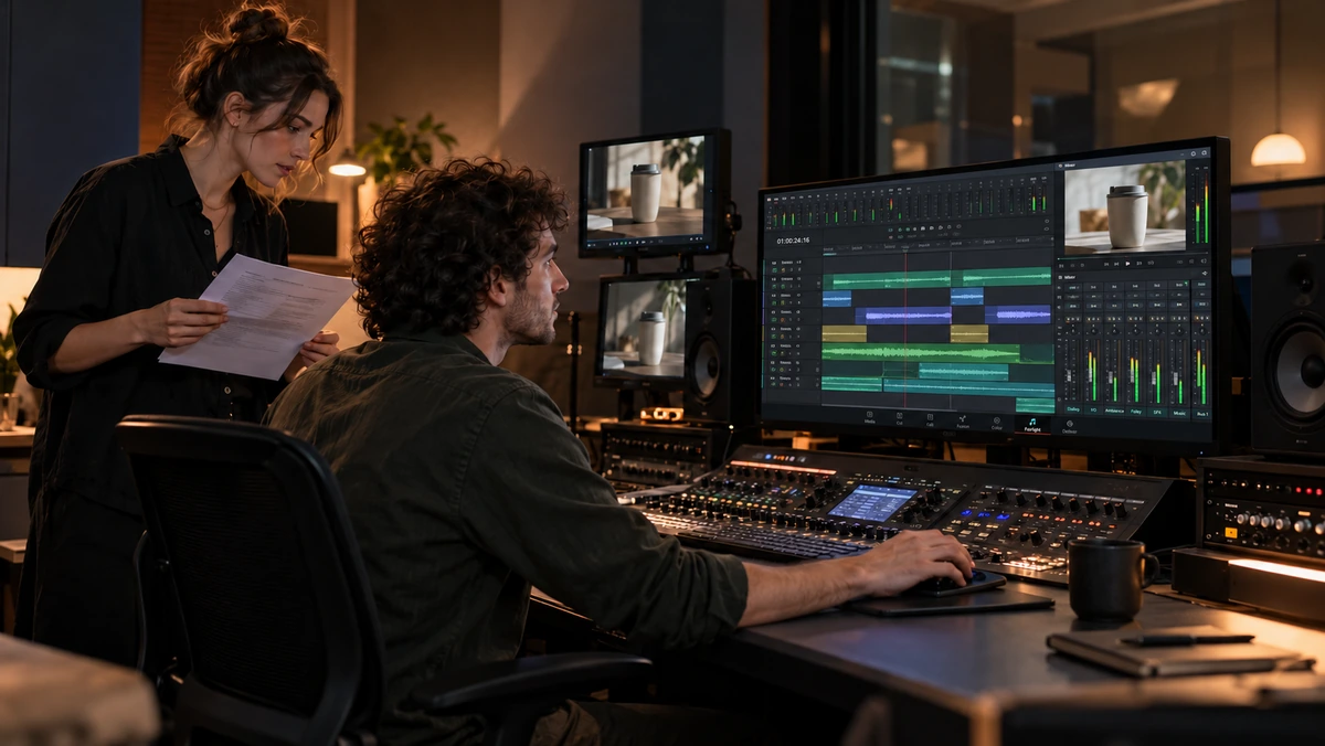Un mixeur prépare des pistes séparées pour les adaptations du film