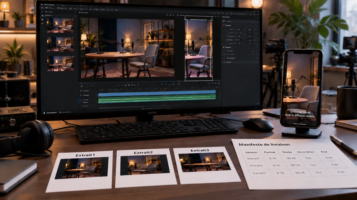 Un écran de montage et des images de référence accompagnent une fiche de versions.