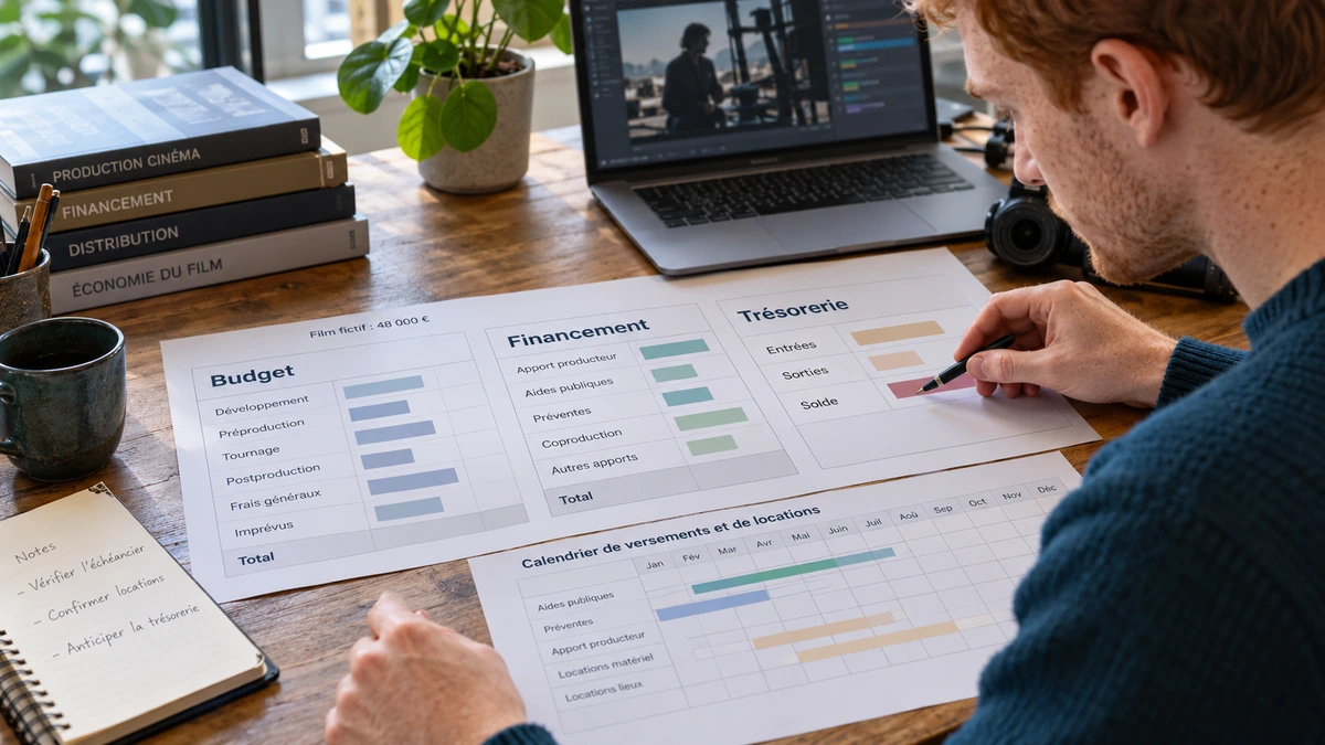 Une personne rapproche budget, financement et trésorerie dans des documents distincts.