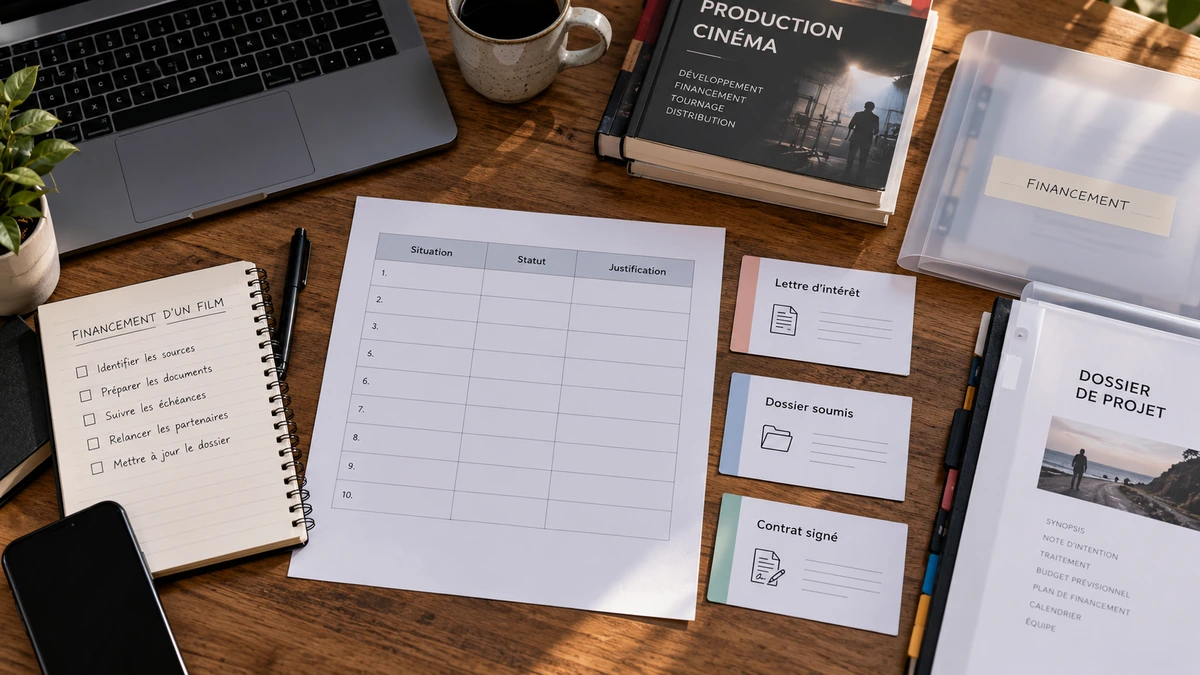Un registre et des pièces de preuve sont organisés par état sur une table.