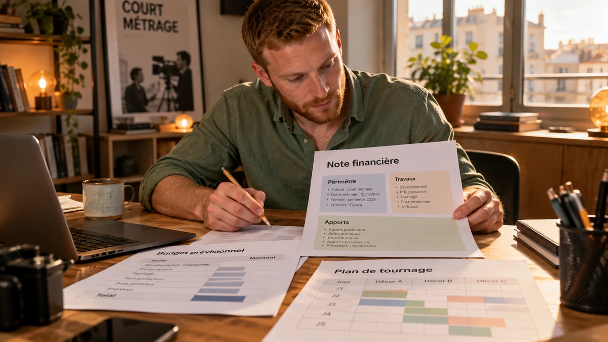 Une personne compare une note financière et le plan de financement d’un projet.