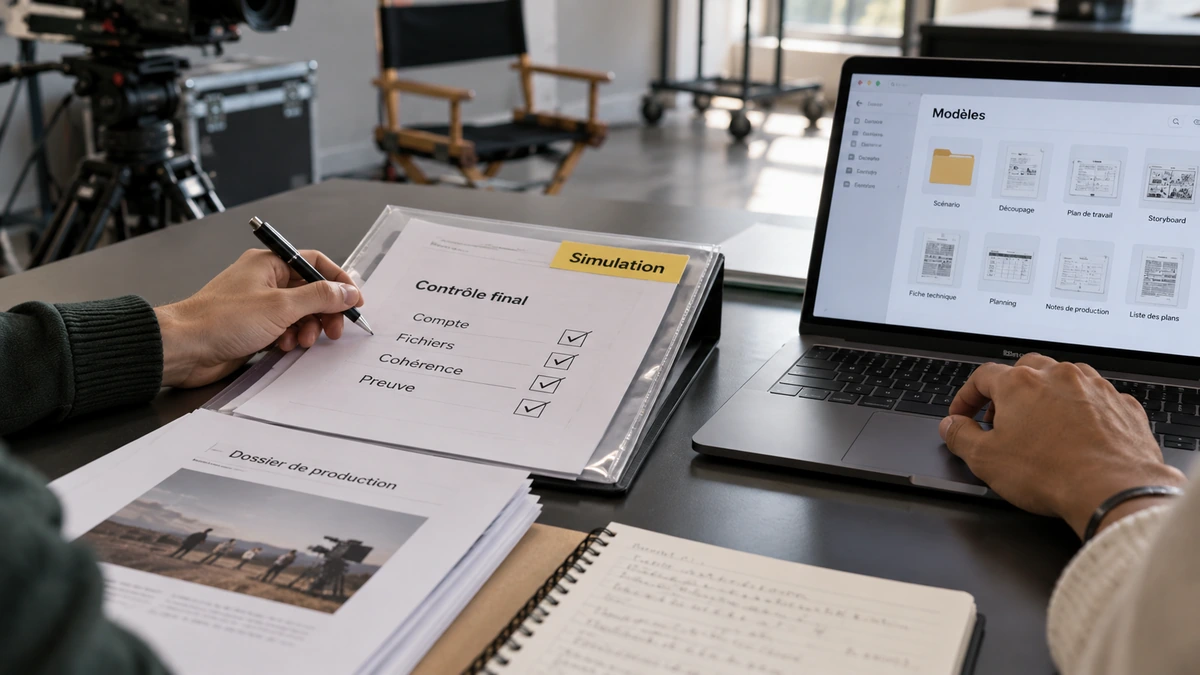 Des mains suivent une liste de clôture et de documents dans un classeur.