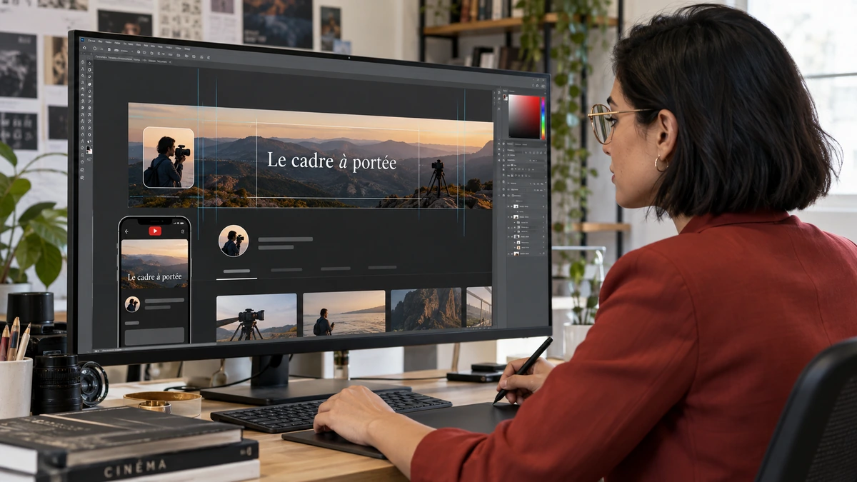 Une créatrice prépare la présentation publique de sa chaîne sur son ordinateur.