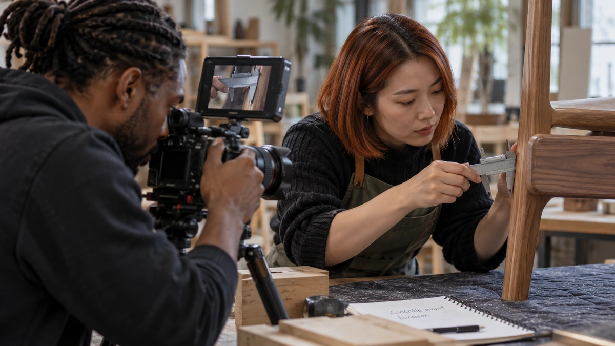 Une personne de l’équipe filme et observe l’explication d’une professionnelle.