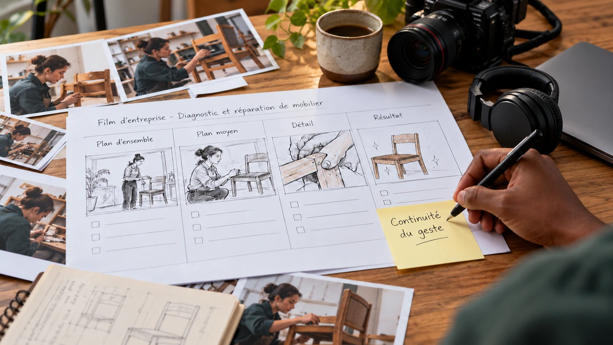 Un découpage dessiné associe étapes de séquence et informations à montrer.