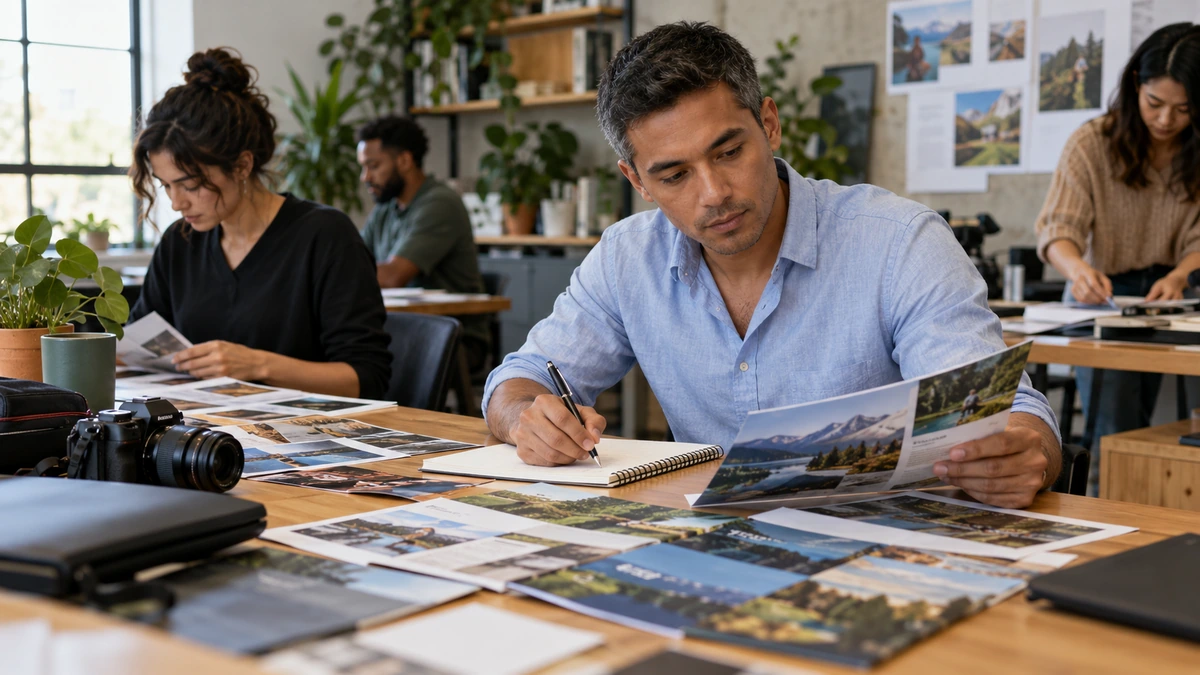 Un photographe compare ses images avec les besoins d’un destinataire.