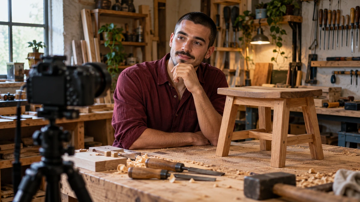 Un créateur fait le bilan de son tournage dans un atelier.