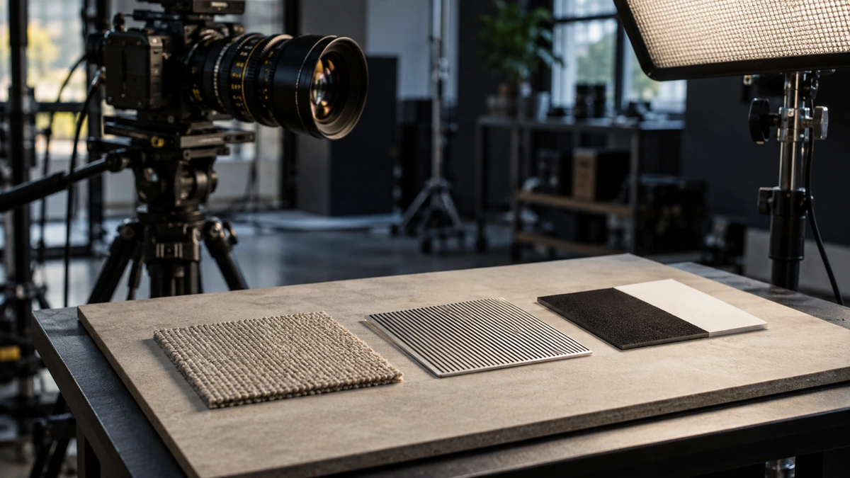 Une caméra et des textures de référence sont préparées pour examiner les détails de l’image.