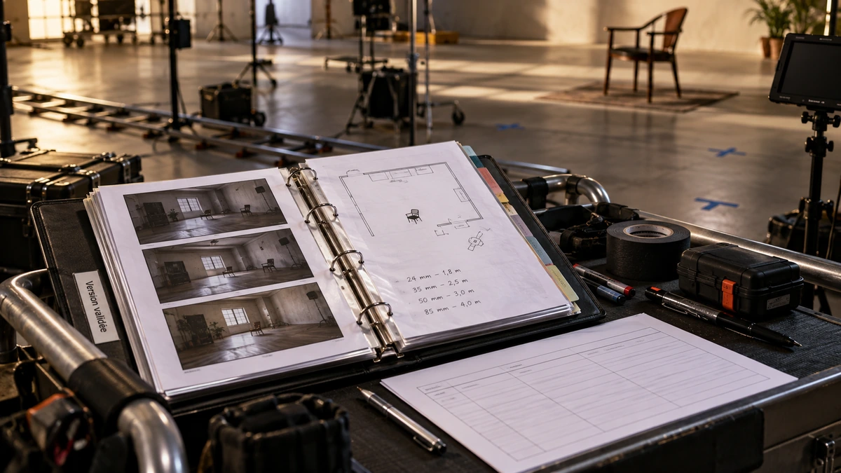 Un dossier ouvert rassemble des photographies de positions et des notes de préparation.
