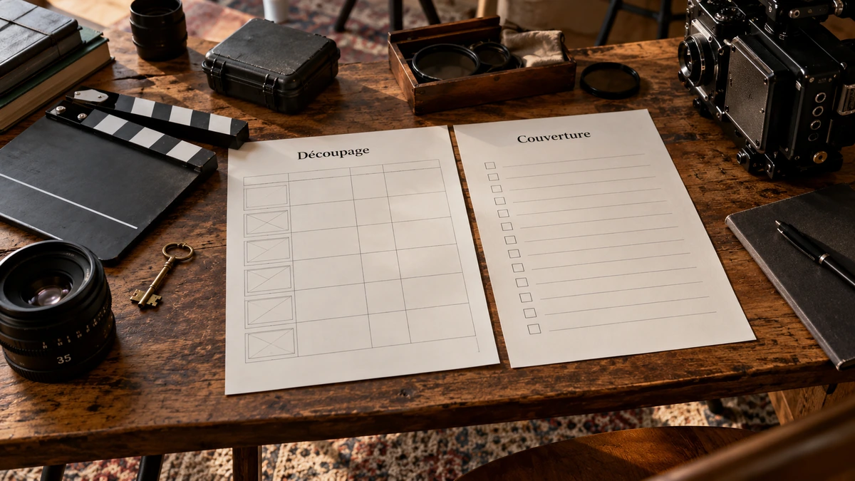 Une fiche de liste de plans et une feuille de suivi sont ouvertes sur une table.