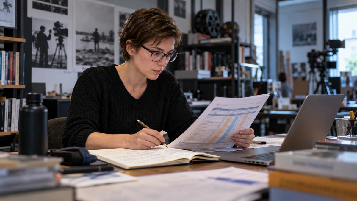 Une technicienne vérifie les informations d’un document devant son ordinateur.