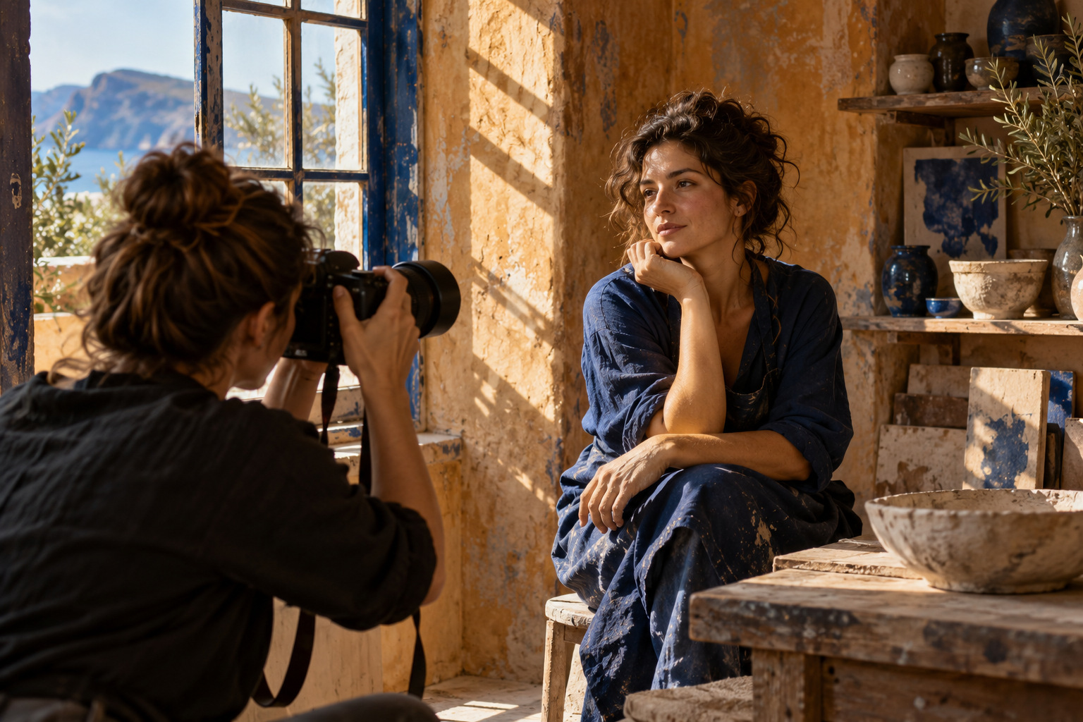 Un portrait préparé près d’une fenêtre et de sa lumière naturelle.