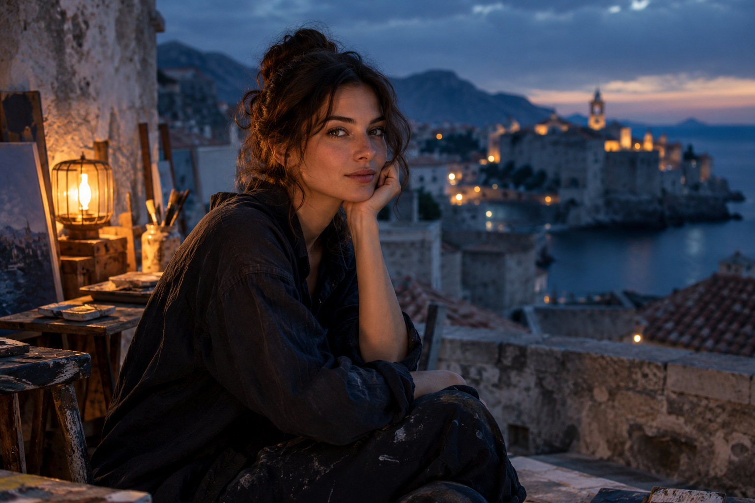 Un portrait en extérieur entre lumière de bougie et ambiance du soir.