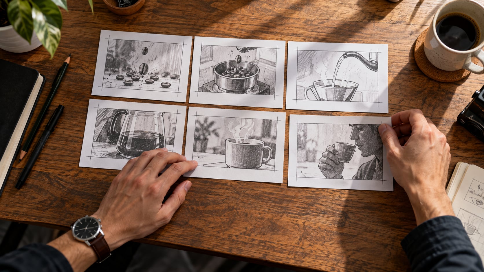 Un découpage illustré présente plusieurs plans d’une même action.